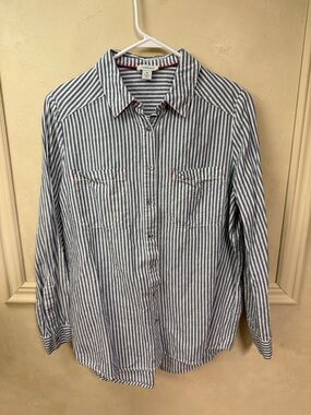 New! Sundance Earn Your Stripes Linen Blend Button Down Shirt